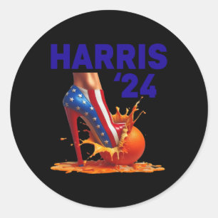 Heel American Flag Harris Removes Weird Orange 202 Classic Round Sticker