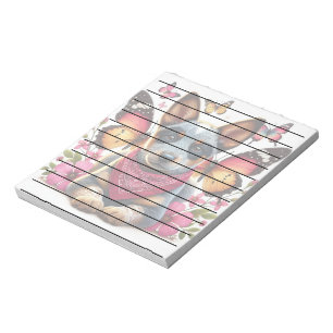 Heeler Puppy Surrounded by Butterflies and Flowers Notepad