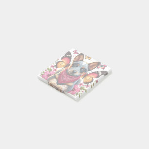 Heeler Puppy Surrounded by Butterflies and Flowers Post-it Notes