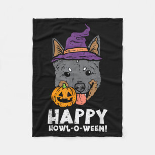 Heeler Witch Happy Howl O Ween Pumpkin Halloween Fleece Blanket