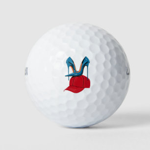 Heels stepping on Red MAGA Hat Election 2024 Golf Balls