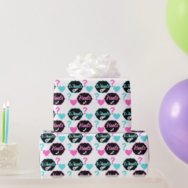 Heels vs. Wheels Pink & Blue Baby Shower Theme Wrapping Paper (Party Gifts)