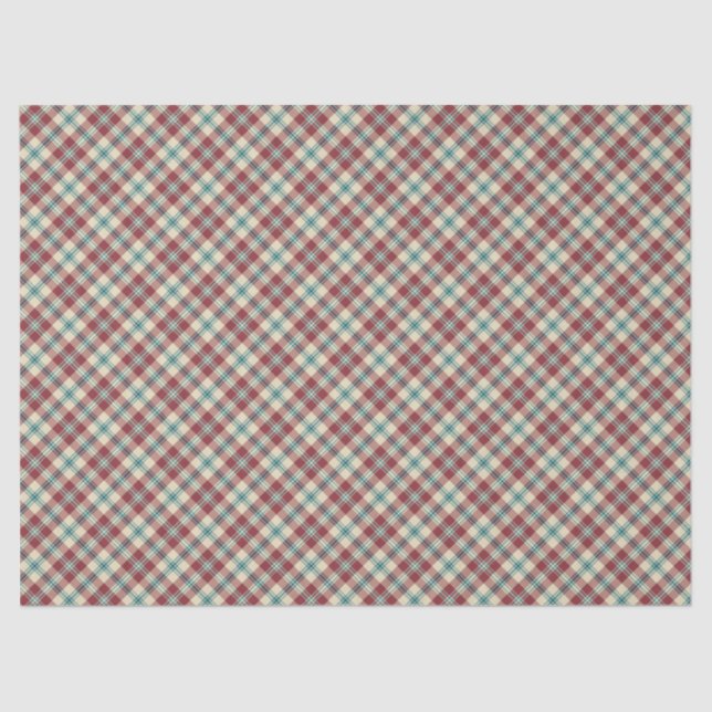 Heffalumps Dark Red Navy Beige Plaid Tissue Paper (Front)