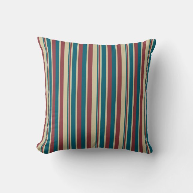 Heffalumps Red Blue Beige Deckchair Stripes Pillow (Front)