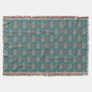 Heffalumps Red Blue Beige Paisley Throw Blanket