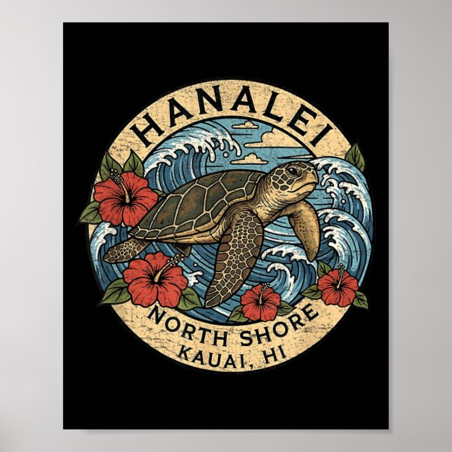 Hei Sea Turtle Kauai Hawaii Vacation Hawaiian Poster (Front)