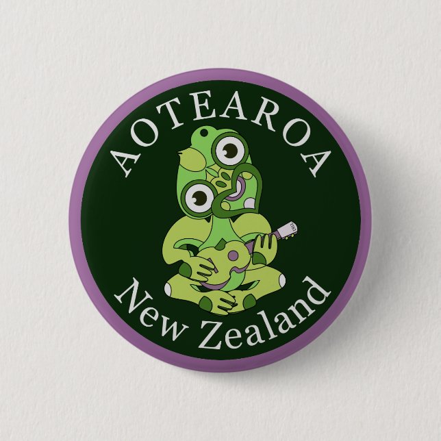 Hei Tiki New Zealand badge 2 Inch Round Button (Front)