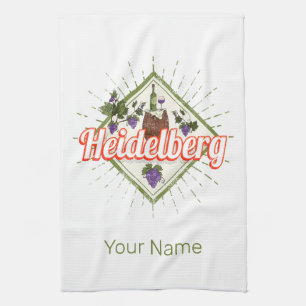 Heidelberg am Neckar Germany Retro Wine Vintage Kitchen Towel