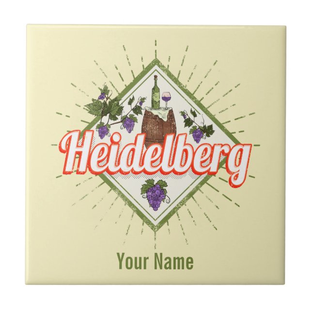 Heidelberg am Neckar Germany Retro Wine Vintage Tile (Front)