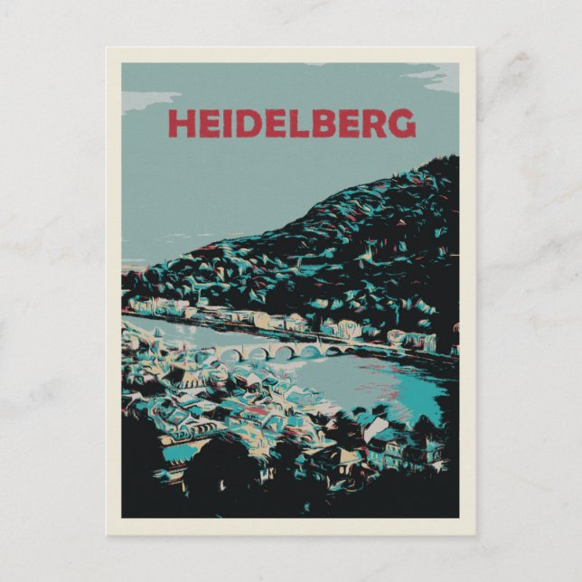 Heidelberg and Neckar River Germany Romantic City Postcard (Front)