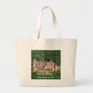 Heidelberg Castle In German & German Saying Large Tote Bag