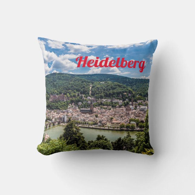 Heidelberg Neckar Panorama Germany Throw Pillow (Front)