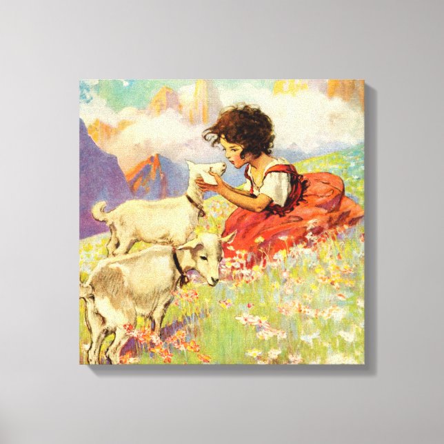“Heidi and Her Goats” by Jessie Willcox Smith Canvas Print (Front)
