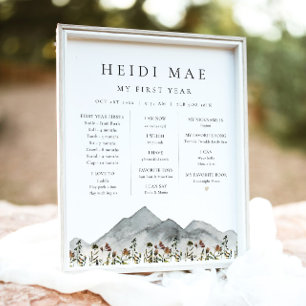 HEIDI Boho Mountain Flower First Year Milestone Poster