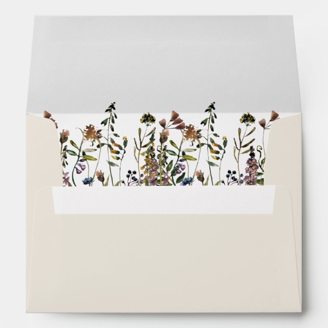 HEIDI Boho Watercolor Wildflower Cream Beige Envelope (Back (Bottom))