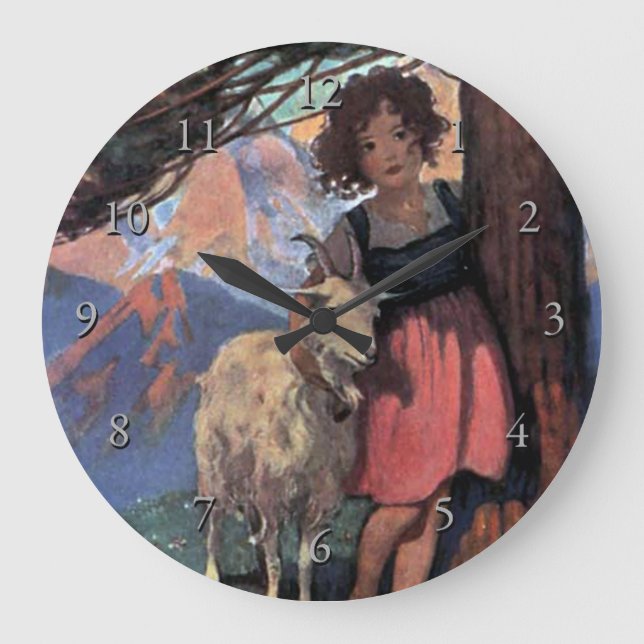 Heidi by Jessie Willcox Smith Large Clock (Front)