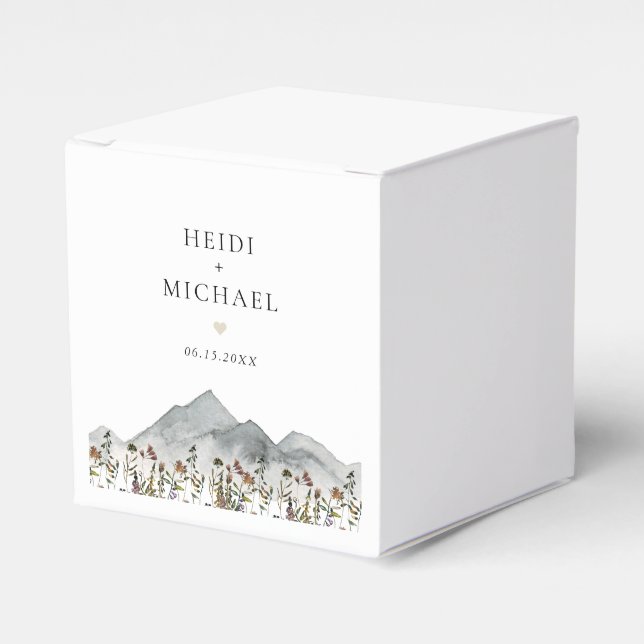 HEIDI Muted Tone Boho Wildflower Wedding Favor Box (Front Side)