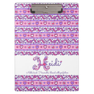 Heidi name meaning hearts letter H clipboard