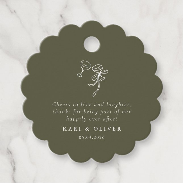 HEIDI Olive Green Wedding Favour Tags (Front)