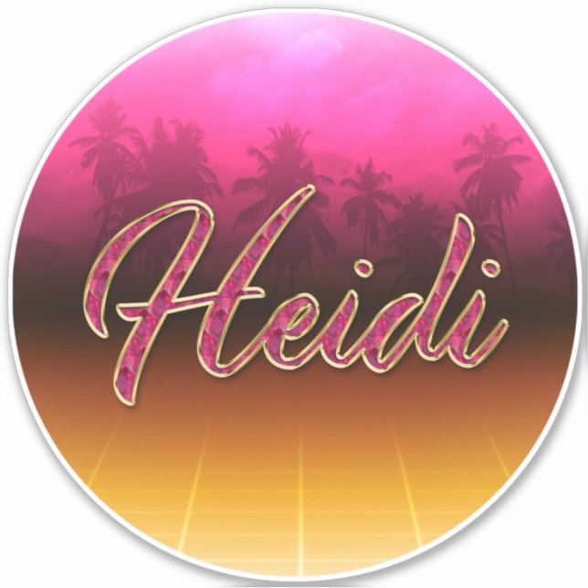 Heidi Prénom Golden Pink Autocollants Autocollants (Devant)