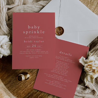 HEIDI Summer Red Modern Boho Simple Baby Sprinkle Invitation