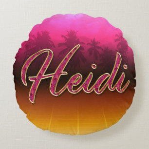 Heidi Vorname Name golden pink Kissen Round Pillow