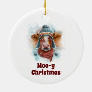 Heifer In A Hat Christmas Ornament
