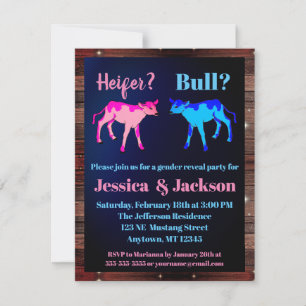 Heifer or Bull Western Style Gender Reveal Invitat Invitation