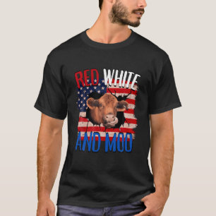 Heifer Red White Moo Highland Cow 4Th July Indepen T-Shirt