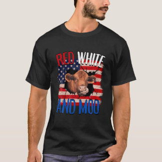 Heifer Red White Moo Highland Cow 4Th July Indepen T-Shirt