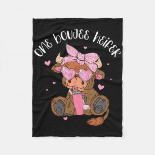 Heifer Valentine Funny Cow One Boujee Heifer Women Fleece Blanket