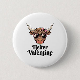 Heifer Valentine Highland Cow Vintage Design_1 2 Inch Round Button