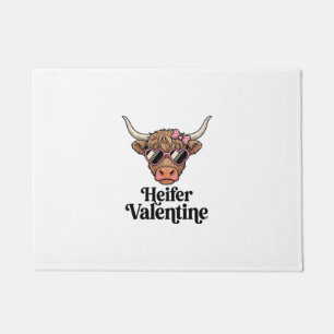 Heifer Valentine Highland Cow Vintage Design_1 Doormat