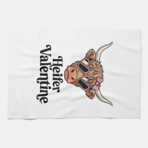 Heifer Valentine Highland Cow Vintage Design_1 Kitchen Towel