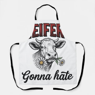 Heifers Gonna Hate Funny Cow Vintage Engraving Tee Apron