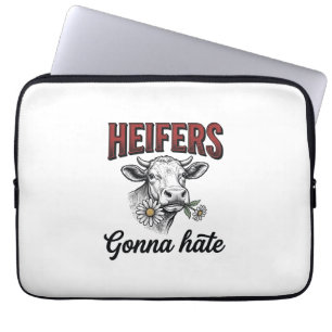 Heifers Gonna Hate Funny Cow Vintage Engraving Tee Laptop Sleeve