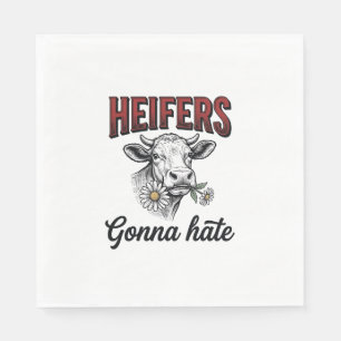 Heifers Gonna Hate Funny Cow Vintage Engraving Tee Napkin