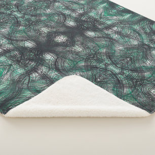 Heights Dark Green Abstract Watercolor Art Sherpa Blanket