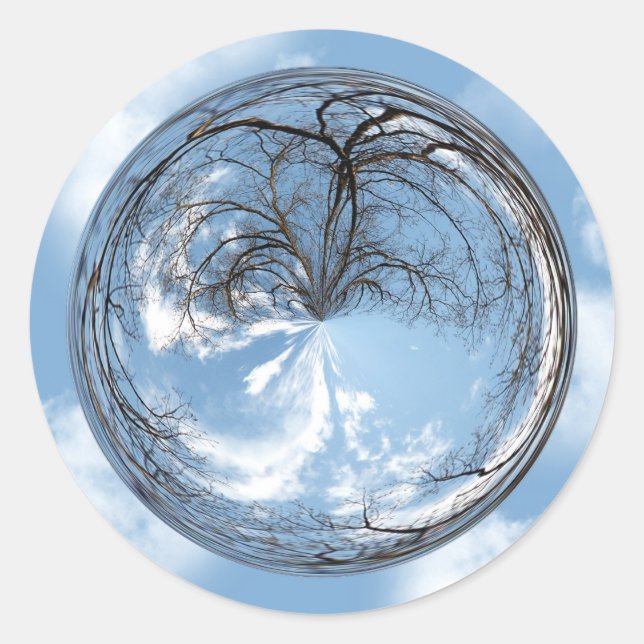 Heights of Heaven with  tree, clouds , sky, bubble Classic Round Sticker (Front)