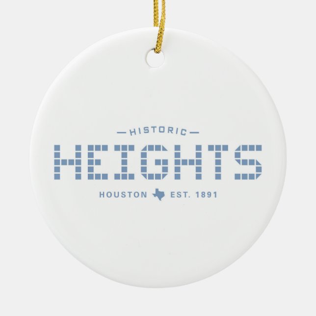 Heights Tile, Blue Tile, Houston Heights Ceramic Ornament (Front)