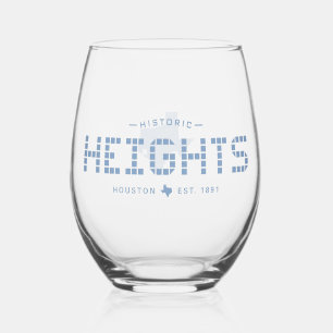 Heights Tile, Blue Tile, Houston Heights Stemless Wine Glass