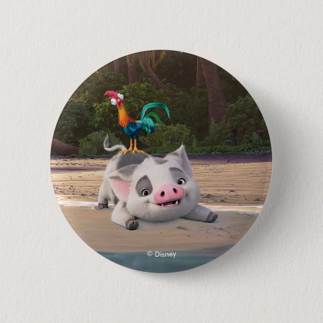 Heihei and Pua Playtime 2 Inch Round Button (Front)