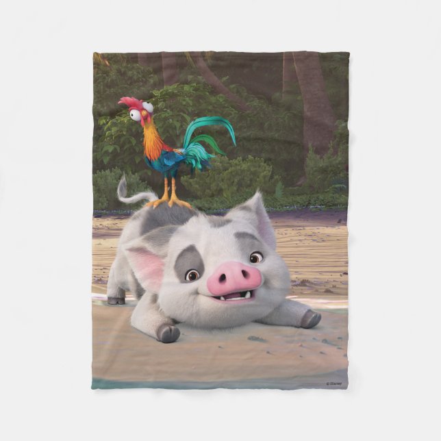 Heihei and Pua Playtime Fleece Blanket (Front)