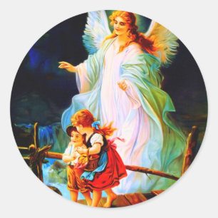 Heiliger Schutzengel  Guardian Angel and Children Classic Round Sticker