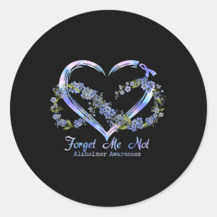 Heimer Awareness Forget Me Not Infinity Heart  Classic Round Sticker