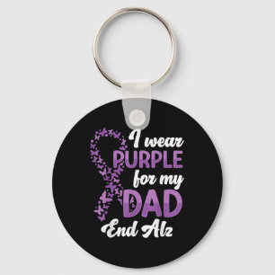 Heimer Awareness I Wear Purple For My Dad End Keychain