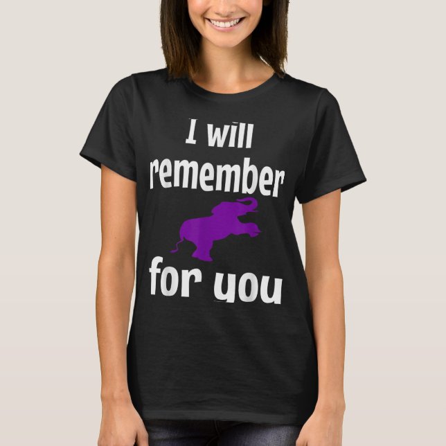 Heimer Awareness Purple Elephant Support Remember  T-Shirt (Front)