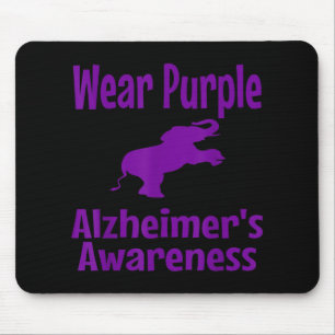 Heimer Awareness Purple Elephant Support Wear Purp Mouse Pad