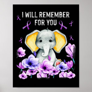 Heimerheimer Awareness Cute Elephant I Will Rememb Poster