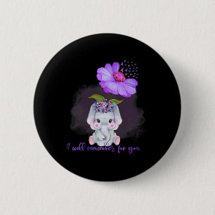 Heimerheimer Awareness Cute Elephant I'll Remember 2 Inch Round Button
